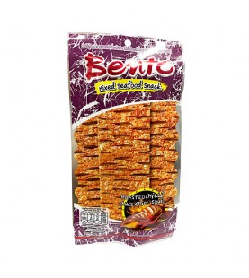 ปลาหมึกอบเบนโตะ รสหมึกย่างซอสพริกอบซองสีม่วง Bento Fish Snack Roaasted Chilli Sauce Grill Squid 20g