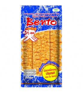 Bento Fish Snack Hot & Spicy 20g ปลาหมึกอบเบนโตะ รส ปรุงรส ซองสีฟ้า