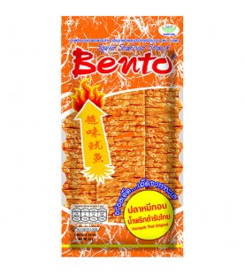 Bento Fish Snack Nam Prik Thai Original 20g ปลาหมึกอบเบนโตะ รส น้ำพริกตำรับไทย ซองสีส้ม 