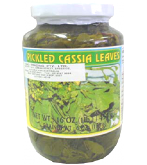 Pickled Cassia Leaves 454g ใบขี้เหล็กดองในขวดแก้ว