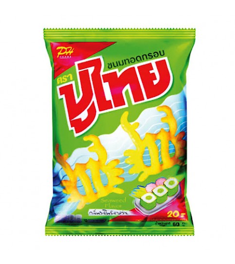 Pu Thai Seaweed 60g ขนมทอดกรอบ ตราปูไทย รสสาหร่าย 60 กรัม 